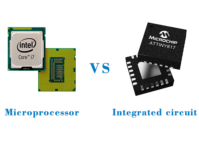 On the left is the representative of the microprocessor and on the right is the representative of the integrated circuit, with vs in the middle, implying that this article will compare their differences from various aspects